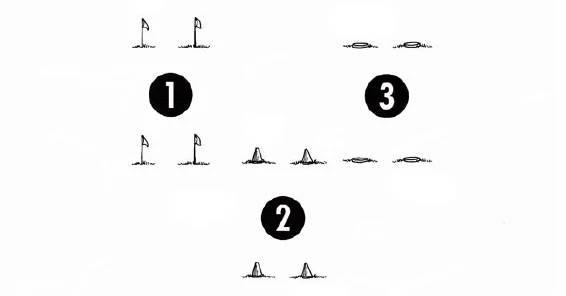 Illustration of flags and cones to use as markers small sided game