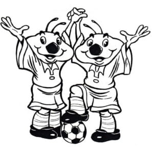Illustration of 2 cartoon characters in soccer clothes