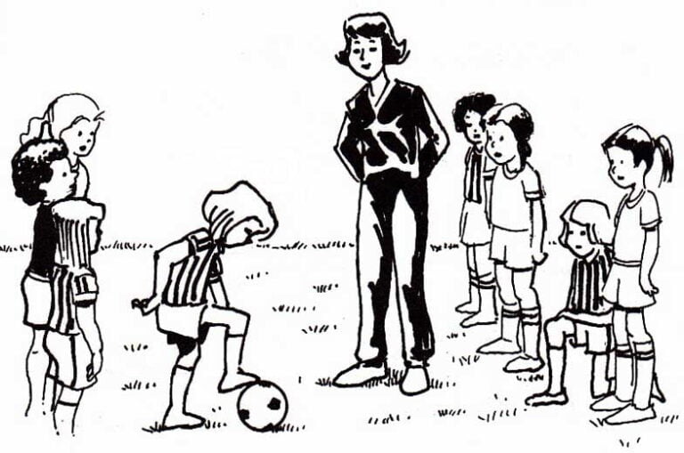 Illustration of parent coaching children