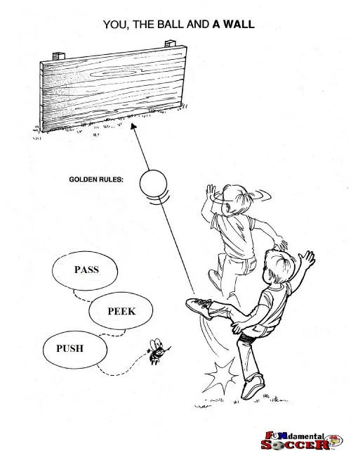 Illustration of kids playing soccer on wall